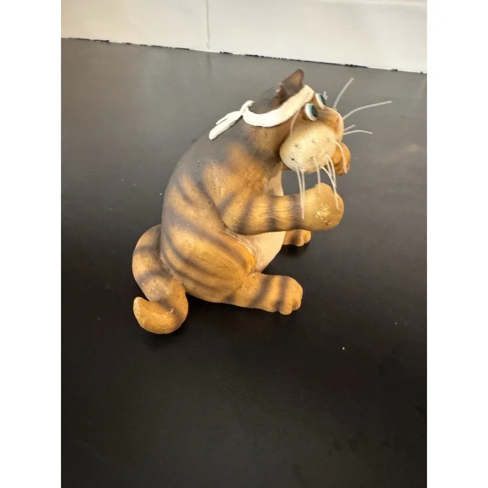 Vintage Orange Tabby Striped‎ Cat Critters with Headband Exercise Workout Cat